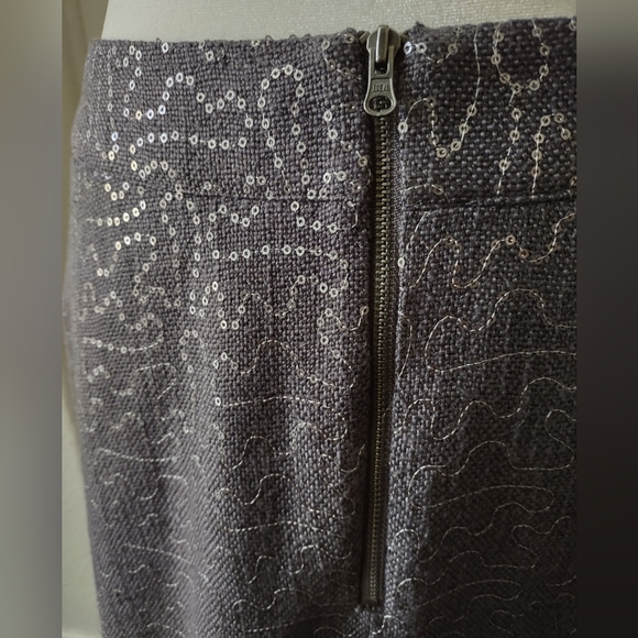Women's Gray A Line Skirt with Sequins - Picture 4 of 6